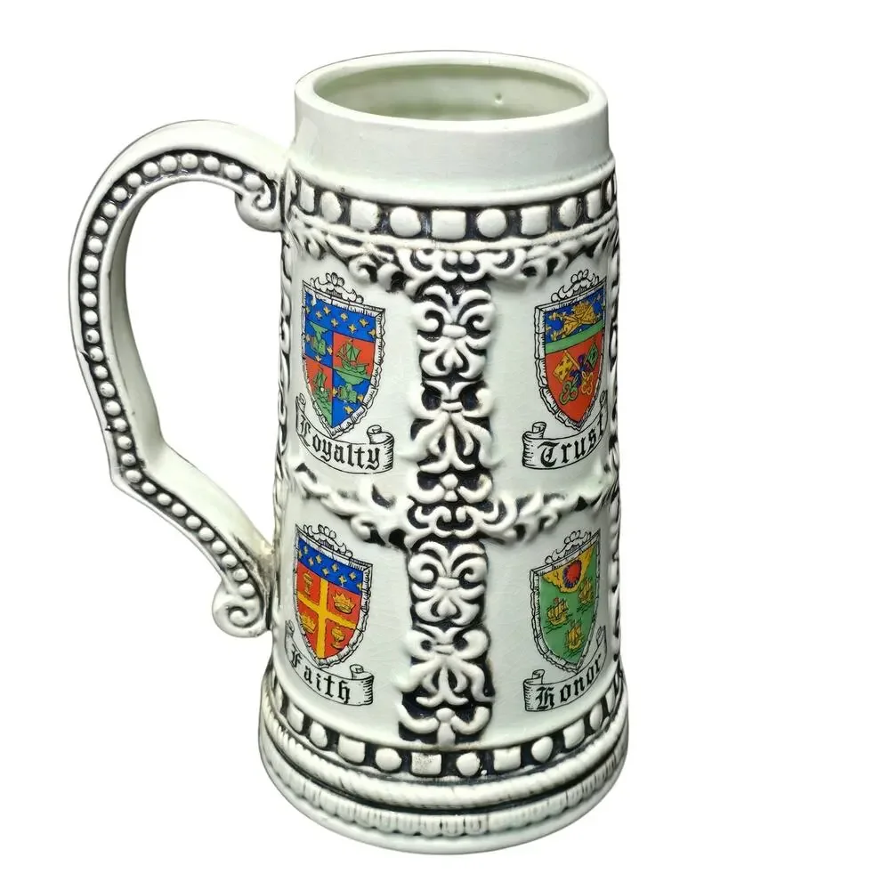Vintage Colorful Crests Loyalty Trust Faith & Honor Ceramic Beer Stein